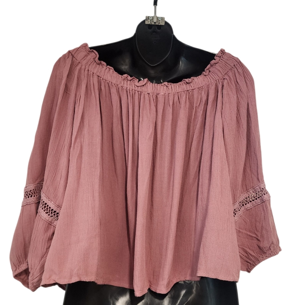American Eagle Mauve Pink off the shoulder top XL - Picture 3 of 8